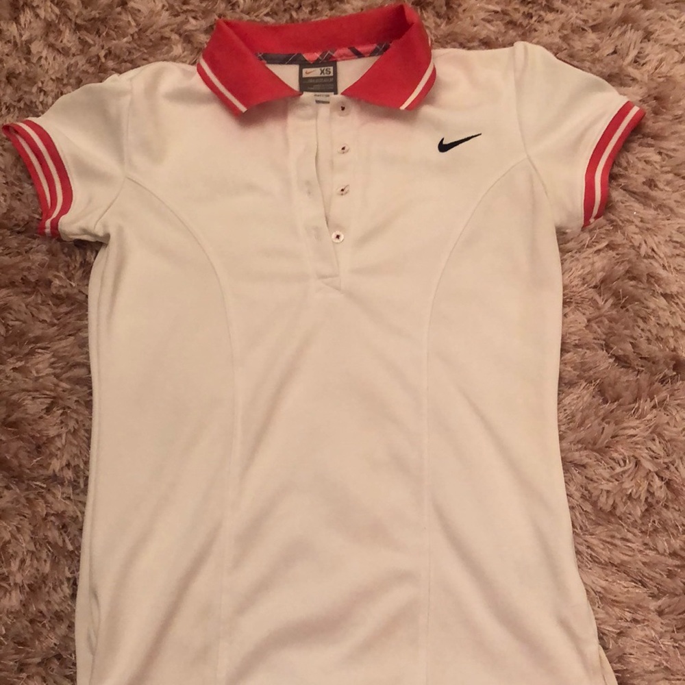 Nike size xs tennis white and pink button down top